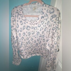 Fantastic Fawn Light Pink and Gray Leopard Pullover